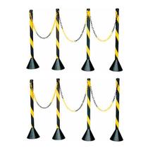 Organizador Filas Pedestal Caixa com 10 Pç + 10mt Corrente Plastica zebrada