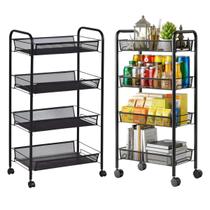 Organizador Fruteira Carrinho Retangular 4 Andares Com Rodinha