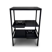 Organizador Fruteira com 3 bandejas e 2 Cestos Prateleira Armário Aberto de Cozinha para Frutas com Suporte para Microondas