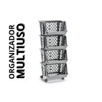 Organizador Fruteira Desmontavel Com Rodinhas 3 e 4 Andares