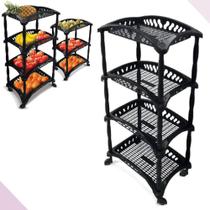 Organizador Fruteira Vertical Quadruplo 4 Andares Preto