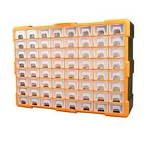 Organizador gaveteiro caixa plastica com 64 gavetas 370x530x170mm multiuso para mesa ou parede profissional