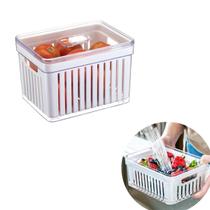 Organizador Geladeira 3,8 Litros Cesto Escorredor Tampa Acrílico Alimentos Verdura Organizador Geladeira 3,8 Litros Cesto Escorredor Tampa Acrílico Alimentos Verdura