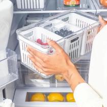 Organizador Geladeira Acrílico Três Cestos Drenagem 5 Litros Organizador Geladeira Acrílico Três Cestos Drenagem 5 Litros