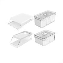 Organizador Geladeira Clear Fresh - 4 Peças - Transp./Branco