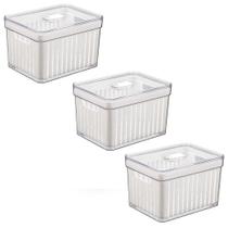 Organizador Geladeira Kit com 3 de 3,8L Cesto Escorredor para Alimentos Frutas e Vegetais Organizador Geladeira Kit com 3 de 3,8L Cesto Escorredor para Alimentos Frutas e Vegetais