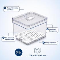 Organizador Geladeira Plastutti Elegance M c/ Tela 3,8L Legumes Verduras Frutas Hermetico Organizador Geladeira Plastutti Elegance M c/ Tela 3,8L Legumes Verduras Frutas Hermetico