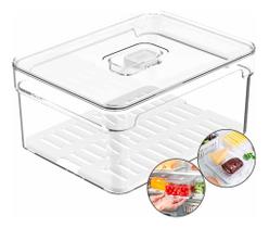 Organizador Geladeira Tampa Acrílico 2,2 Litros Natural Ou
