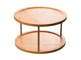 Organizador Giratório 2 Andares Em Bambu Natural Grande Mesa Posta Porta Pote Temperos