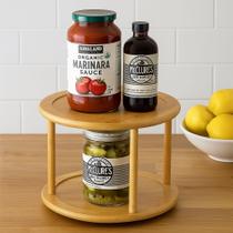 Organizador Giratório 2 Andares Em Bambu Natural Organizador Giratório 2 Andares Em Bambu Natural