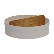 Organizador Giratório Alto com Divisória em Bambu Bege Fechado 8x25,5x25,5cm OGB3100BGF - Ou Organizador Giratório Alto com Divisória em Bambu Bege Fechado 8x25,5x25,5cm OGB3100BGF - Ou