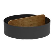 Organizador Giratório Alto com Divisória em Bambu Preto Fechado 8x25,5x25,5cm OGB3100PTF - Ou Organizador Giratório Alto com Divisória em Bambu Preto Fechado 8x25,5x25,5cm OGB3100PTF - Ou