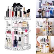Organizador giratório de maquiagem, armazenamento de maquiagem, display de cosméticos 360 e suporte de cosméticos, caix
