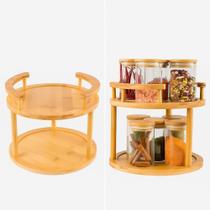 Organizador Giratório em Bambu 2 Andares 25cm para Temperos e Condimentos Organizador Giratório em Bambu 2 Andares 25cm para Temperos e Condimentos