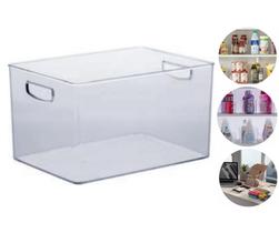 Organizador Grande Caixa Organizadora Cesto Organizador Com Alça Transparente Multiuso Para Geladeira Cozinha Armário Lavanderia Brinquedos Despensa - Mountpara