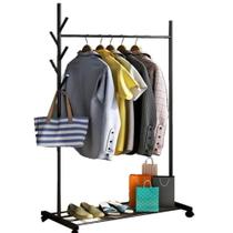 Organizador guarda roupa arara cabideiro sapateira rack 30kg expositor ganchos multiuso rodinhas