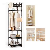 Organizador guarda roupas cabideiro suporte portatil 3 prateleiras sapateira multiuso armario closet quarto lavanderia r
