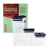 Organizador Hermético porta mantimentos com 3 peças Azul 5 Litros