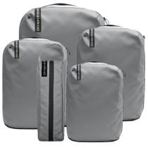 Organizador impermeável Packing Cubes SUITEDNOMAD, 5 peças, cinza Organizador impermeável Packing Cubes SUITEDNOMAD, 5 peças, cinza