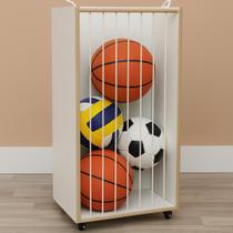 Organizador Infantil Cesto Multifuncional Rodinha MDF Branco Organizador Infantil Cesto Multifuncional Rodinha MDF Branco