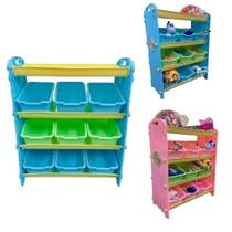 Organizador infantil colorido com 9 gavetas, nichos e prateleiras para brinquedos e acessórios Organizador infantil colorido com 9 gavetas, nichos e prateleiras para brinquedos e acessórios