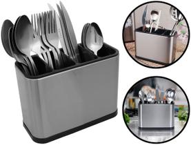 Organizador Inox 4 Divisórias Porta Talheres Facas Utensílios Cozinha Bancada Com Escorredor Organizador Inox 4 Divisórias Porta Talheres Facas Utensílios Cozinha Bancada Com Escorredor