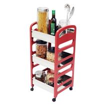 Organizador Inox com Rodízios Vermelho