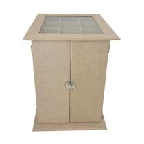 Organizador Joias Tampa Vidro com 9 Divisorias 4 Gavetas 21cm Mdf Madeira Organizador Joias Tampa Vidro com 9 Divisorias 4 Gavetas 21cm Mdf Madeira