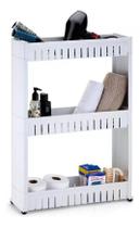 Organizador Lateral Multiuso Branco 3 Prateleiras com Rodízios - Agraplast