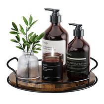 Organizador Lazy Susan LAMU de madeira de 25 cm para armário de cozinha