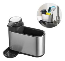 Organizador Luxo Dispenser Detergente Pia Cozinha Porta Espoja Aço Inox Metalla 250ml - Prime