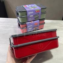 Organizador marmita térmico Fit Califórnia 1,3 litros Unitermi com talhar inox Vemelho