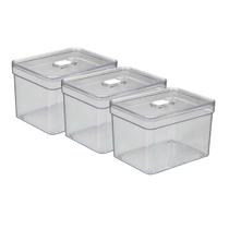 Organizador Medio Com Cesta Guarda Alimentos E Tampa - Kit 3 UN Organizador Medio Com Cesta Guarda Alimentos E Tampa - Kit 3 UN