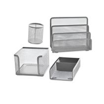 Organizador Mesa de Escritório Kit 4 Pecas Aramado Prata Organizador Mesa de Escritório Kit 4 Pecas Aramado Prata