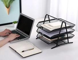 Organizador Mesa Escritório Documento Papel A4 3 Bandejas