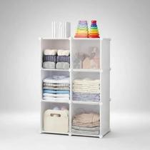 Organizador Modular 6 Portas Armário Roupa Brinquedos Branco