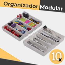 Organizador Modular Gaveta Talher 10 Divisórioas Plástico Organizador Modular Gaveta Talher 10 Divisórioas Plástico