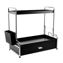 Organizador Multiuso 2 Andares Porta Joias Maquiagem 3KAM Cor:Preto Organizador Multiuso 2 Andares Porta Joias Maquiagem 3KAM Cor:Preto