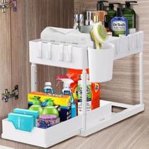 Organizador Multiuso 2 Níveis com Bandeja Corrediça Cozinha Armário Pia Global Mix