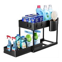 Organizador Multiuso 2 Níveis com Bandeja Corrediça - Preta Organizador Multiuso 2 Níveis com Bandeja Corrediça - Preta