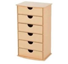 Organizador Multiuso 6 Gavetas Madeira Natural Decoração Criado