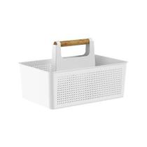 Organizador Multiuso 8L Branco com Alça Bambu