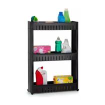 Organizador Multiuso com 3 Prateleiras e rodinhas Preto - 518 Organizador Multiuso com 3 Prateleiras e rodinhas Preto - 518