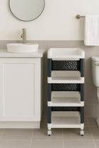 Organizador Multiuso com 4 Prateleiras e Rodízios Ideal para Banheiro, Cozinha, Lavanderia e Salão