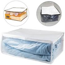 Organizador Multiuso com Zíper Grande Porta Edredom Branco Cobertor Toalha Lençol Roupa para Closet e Armário