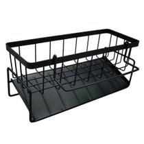 Organizador Multiuso em Metal Preto 23x9x10cm Compacto para Banheiro Cozinha Quarto