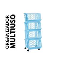 Organizador Multiuso Empilháveis com Rodinhas 4 Andares Organizador Multiuso Empilháveis com Rodinhas 4 Andares