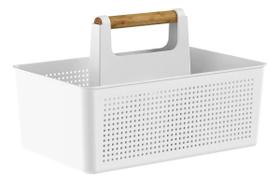 Organizador Multiuso Flow Branco Ou Cesto com Alça em Bambu 8L