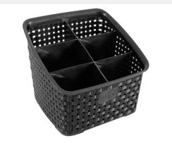 Organizador Multiuso Rattan 6 Divisórias Preto