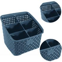 Organizador Multiuso Rattan Com 6 Divisórios Cor Chumbo